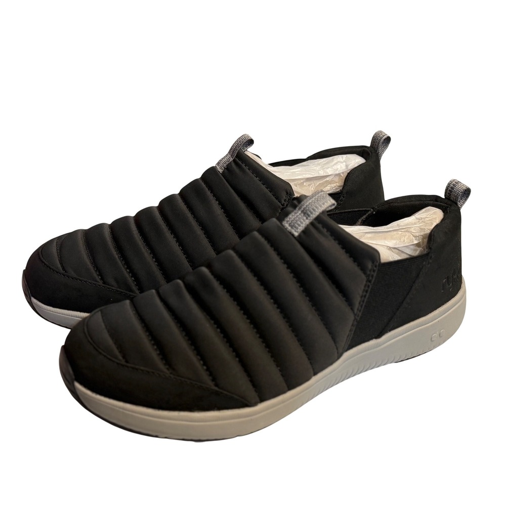 Ryka‎ Pursuit Quilted Slip-Ons Black Walking Sneakers Shoes Womens 10W Wide